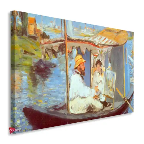 Claude Monet en su barco estudio - Édouard Manet