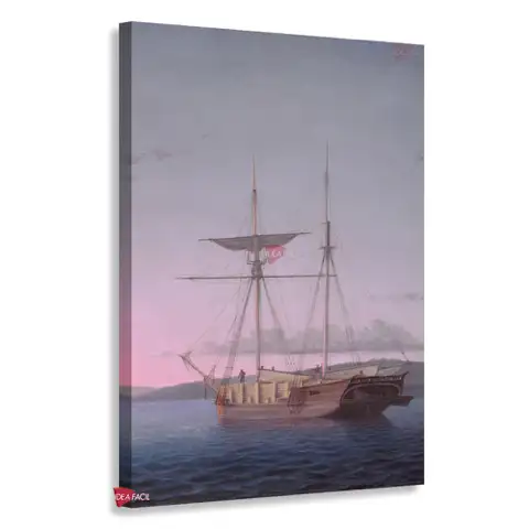 Goletas madereras al anochecer en la bahía de Penobscot - Fitz Henry Lane