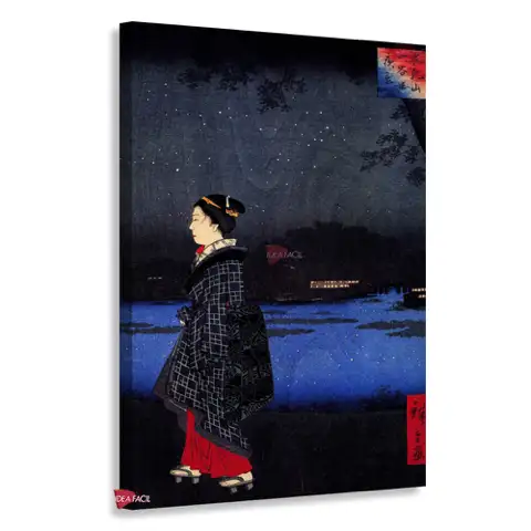 Vista nocturna de Matsuchiyama y el canal de San'ya - Utagawa Hiroshige