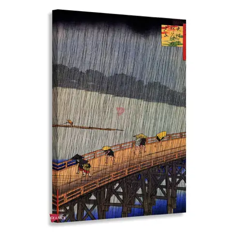 Aguacero repentino sobre el puente Shin-Ōhashi y Atake - Utagawa Hiroshige