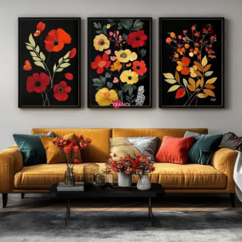 Tríptico Arte Boho - Marco Negro N9