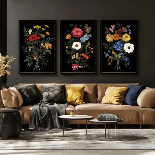 Tríptico Arte Boho - Marco Negro N10