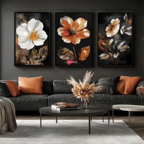Tríptico Arte Boho - Marco Negro N11