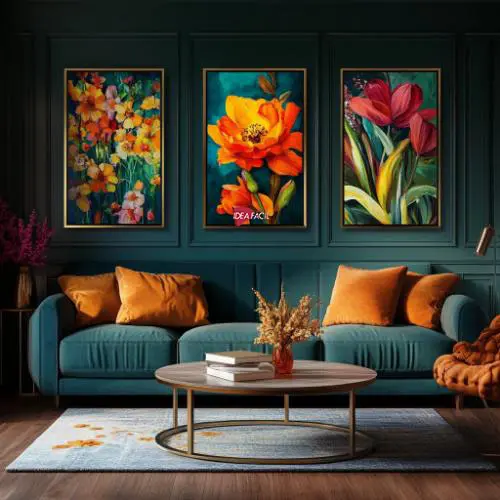 Tríptico Arte Floral - Marco Dorado D19