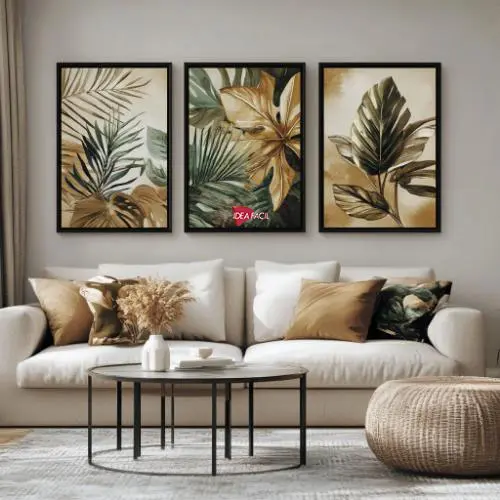 Tríptico Arte Tropical - Marco Negro N33