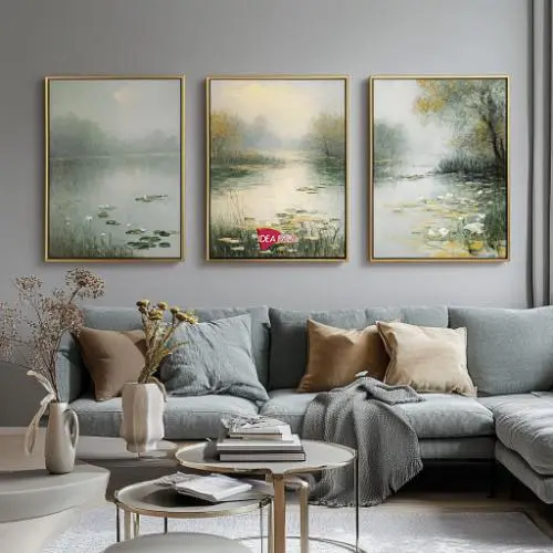 Tríptico Arte Monet - Marco Dorado D36