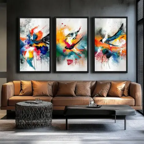 Tríptico Arte Floral - Marco Negro N47