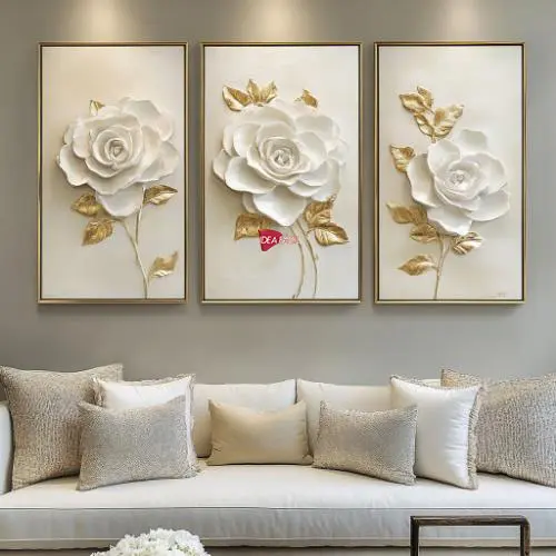Tríptico Arte Rosas - Marco Dorado D49