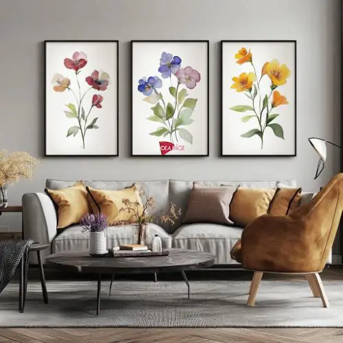 Tríptico Arte Floral - Marco Negro N51