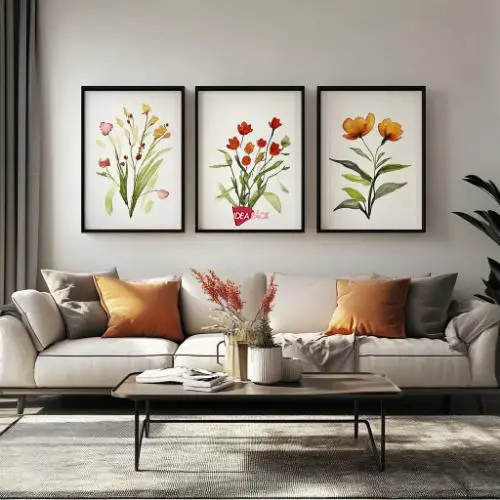 Tríptico Arte Floral - Marco Negro N52
