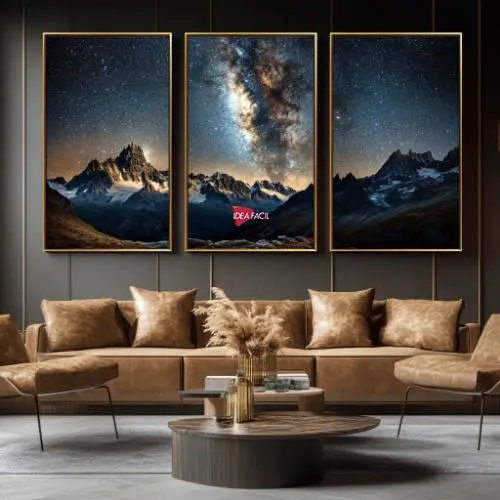 Tríptico Arte Cielo - Marco Dorado D53