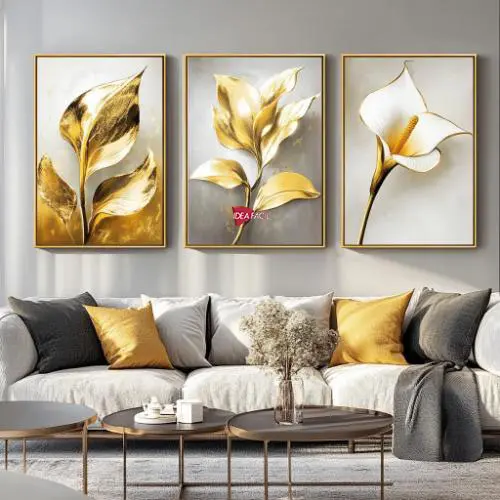 Tríptico Arte Floral - Marco Dorado D159