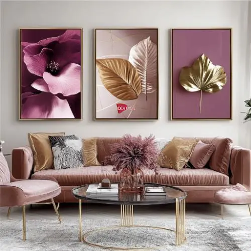 Tríptico Arte Floral - Marco Dorado D160