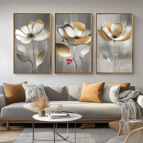 Tríptico Arte Floral - Marco Dorado D165