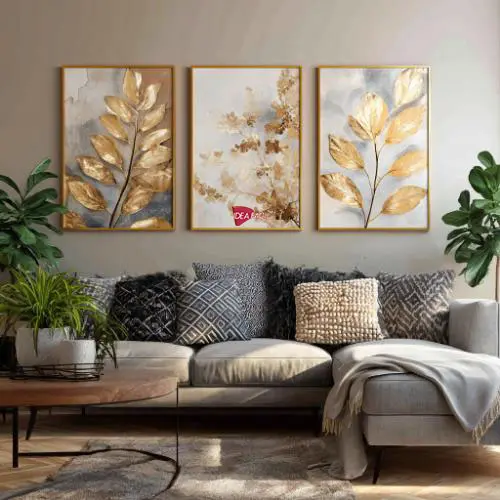 Tríptico Arte Floral - Marco Dorado D166