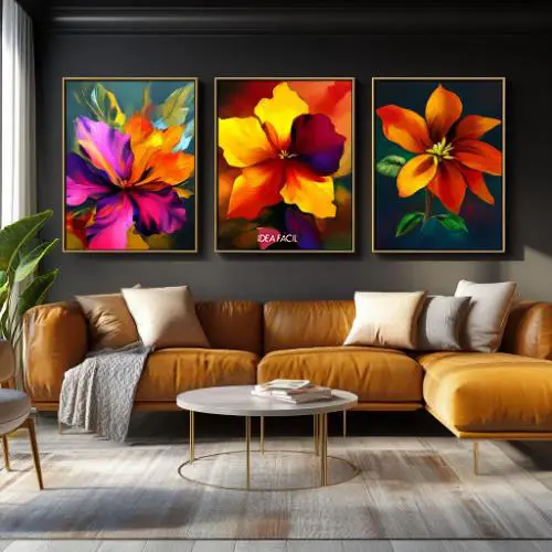 Tríptico Arte Floral - Marco Dorado D168