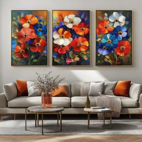 Tríptico Arte Floral - Marco Dorado D169