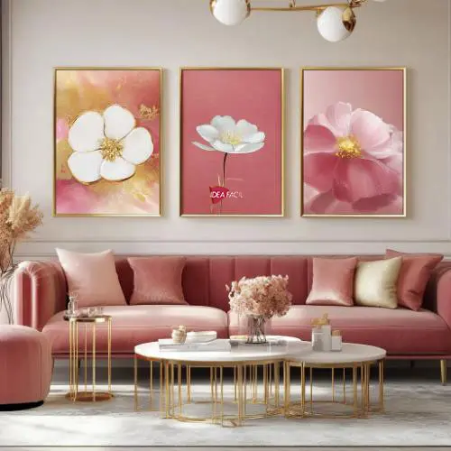 Tríptico Arte Floral - Marco Dorado D171
