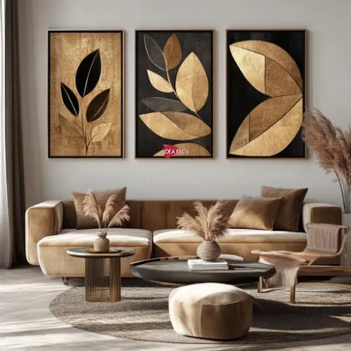 Tríptico Arte Floral - Marco Dorado D173