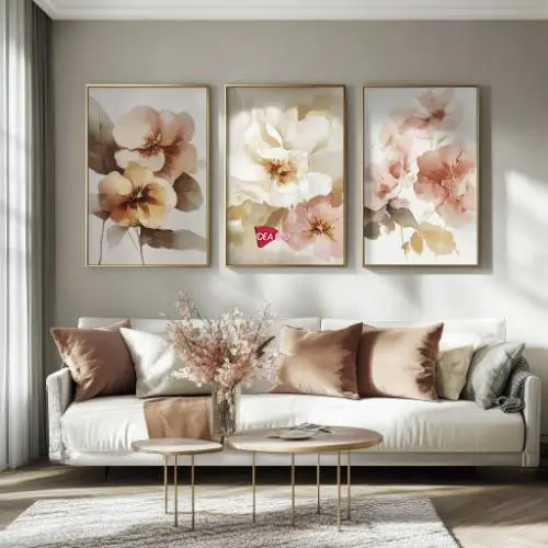 Tríptico Arte Floral - Marco Dorado D174