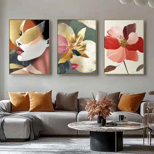Tríptico Arte Floral - Marco Dorado D178