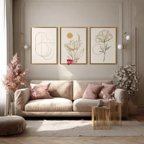 Tríptico Arte Floral - Marco Dorado D182