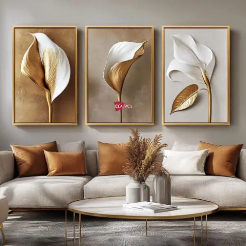 Tríptico Arte Floral - Marco Dorado D189