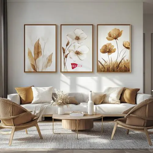 Tríptico Arte Floral - Marco Dorado D190