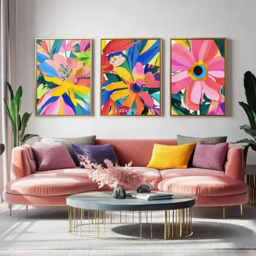 Tríptico Arte Floral - Marco Dorado D194