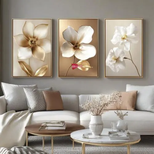 Tríptico Arte Floral - Marco Dorado D196